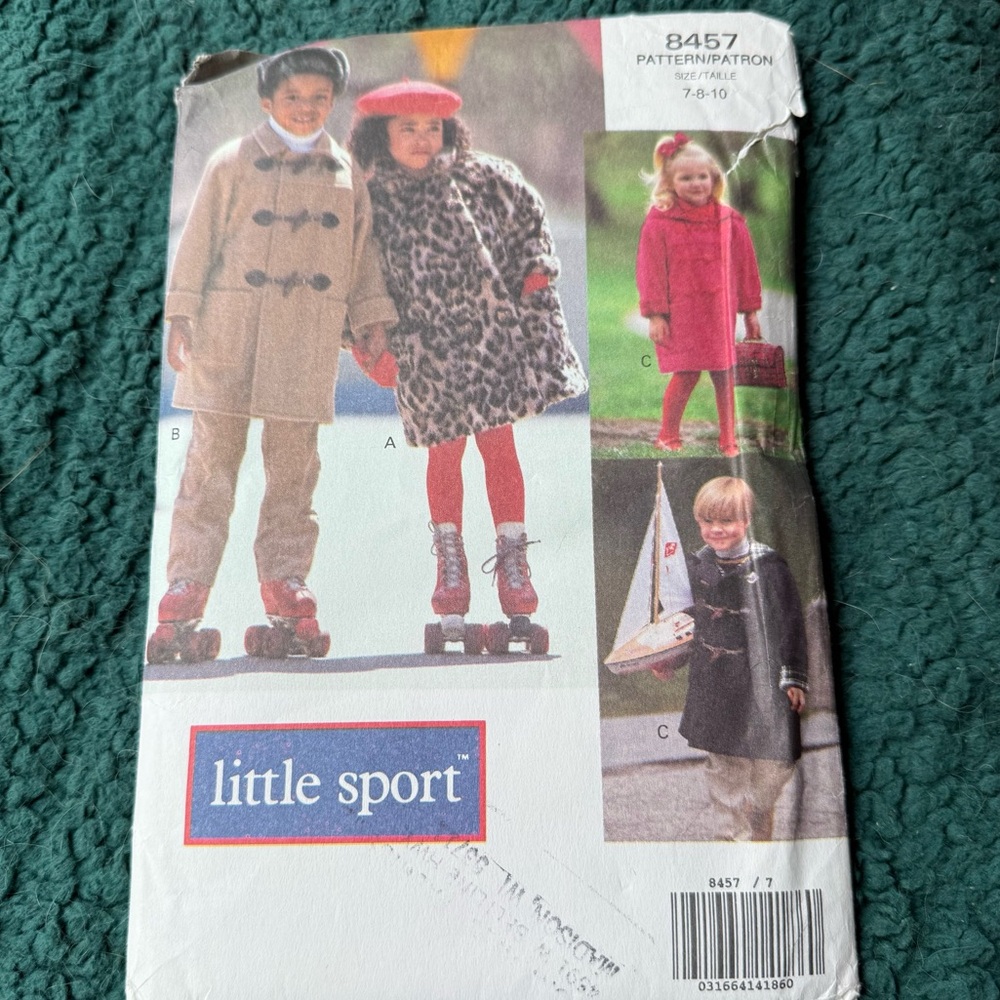 Vintage 1982 Vogue Sewing Pattern #8457 Little Sports Coats sz 7 8 10 Uncut
